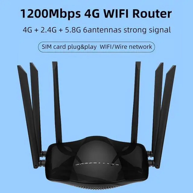 Alt view image 3 of 7 - 4G Router - 2.4GHz 5GHz Dual Band, Gigabit 4G Cellular Router with SIM Card Slot, 1 * 10/100/1000Mbps WAN & 4 * 10/100/1000Mbps LAN, 6 x 5dBi Omni Directional Antenna