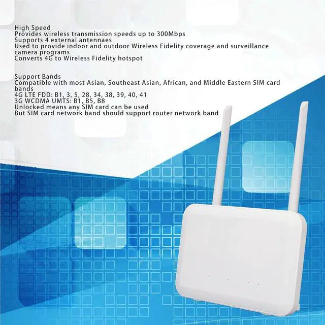 Alt view image 3 of 7 - Diyeeni 4G SIM Card Router CPE, WiFi Modem with SIM Card & LAN Port, 300Mbps High Speed, Wireless Router Outdoor Indoor, Support 32 Users, for Europe, Asia, Southeast Asia, Africa (US)