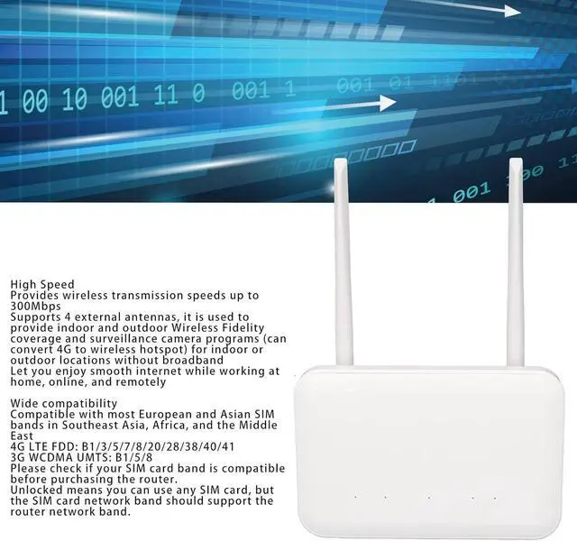 Alt view image 4 of 7 - Diyeeni 4G SIM Card Router CPE, WiFi Modem with SIM Card & LAN Port, 300Mbps High Speed, Wireless Router Outdoor Indoor, Support 32 Users, for Europe, Asia, Southeast Asia, Africa (US)