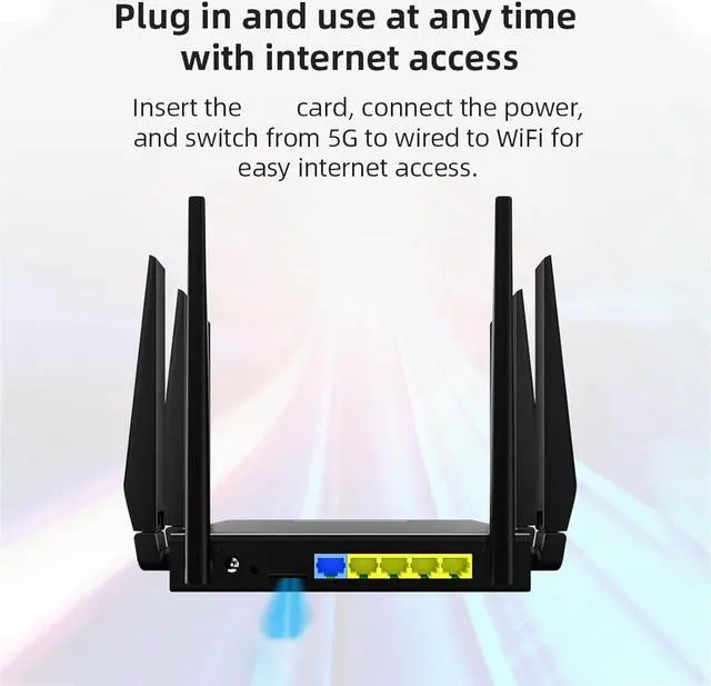 Alt view image 7 of 7 - 5G CPE Router, WiFi6 Dual Band Router with 8 Antennas, WiFi6 1000Mbps Gigabit Ethernet Network 5G Router (US Plug 100240V)