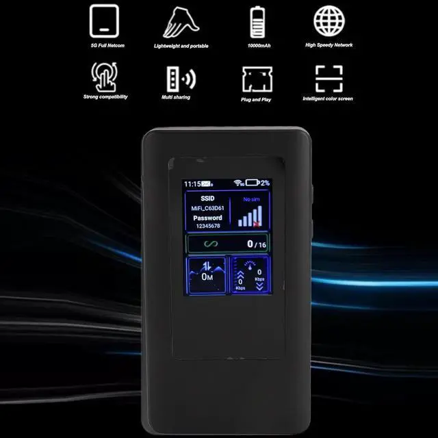 Alt view image 3 of 7 - 5G Mobile Hotspot, Support 16 Devices 4G LTE USB Portable Router, Up to 2.5Gbps Pocket Mobile Hotspot with SIM Card Slot, for Laptop Phone PC
