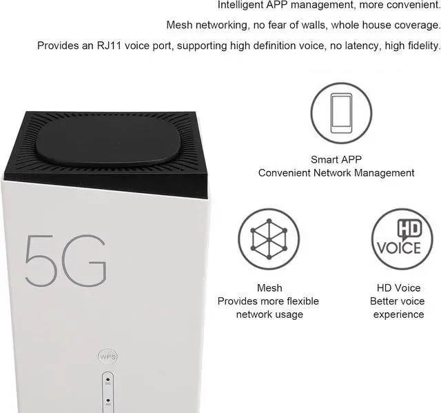 Alt view image 4 of 7 - 6 5G CPE Router with SIM Card Slot, 4x4MIMO Dual Band Cordless Unlocked Cellular Router with Intelligent APP Management 8 High Gain Antennas RJ11 Port 128 Devices Sharing (US)
