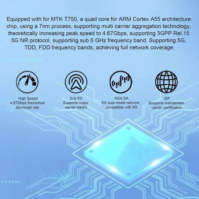 Alt view image 6 of 7 - 6 5G CPE Router with SIM Card Slot, 4x4MIMO Dual Band Cordless Unlocked Cellular Router with Intelligent APP Management 8 High Gain Antennas RJ11 Port 128 Devices Sharing (US)