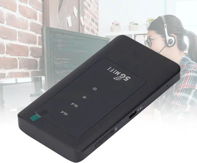 Alt view image 5 of 7 - Portable WiFi Hotspot, 5G WiFi6 2.77Gbps Mobile Router with Nano SIM Card Slot, for Travel Supports 16 Devices USB C Power, Black