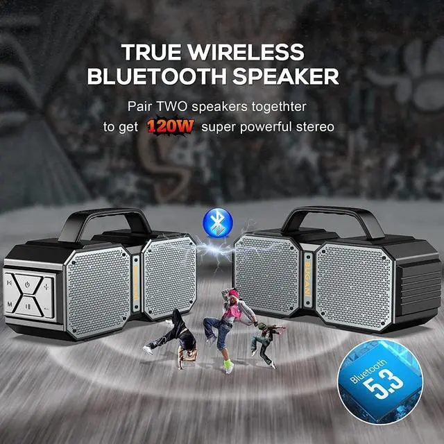 Alt view image 2 of 7 - BUGANI Shock Bluetooth Speaker, Portable Bluetooth 5.3, Waterproof, 60W Super Power, Outdoor Speaker, Black(New Model)