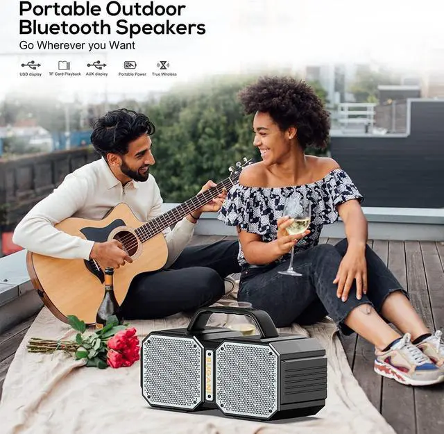 Alt view image 6 of 7 - BUGANI Shock Bluetooth Speaker, Portable Bluetooth 5.3, Waterproof, 60W Super Power, Outdoor Speaker, Black(New Model)