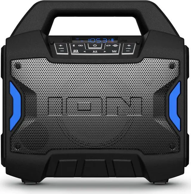 Main image of ION Tailgater Boom - Outdoor Portable Bluetooth Speaker with Mic in, FM Radio, USB Port, Battery, IPX5 Water-Resistant, Wireless Stereo-Link, App, 60W