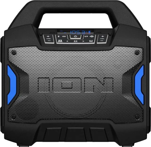 Alt view image 7 of 7 - ION Tailgater Boom - Outdoor Portable Bluetooth Speaker with Mic in, FM Radio, USB Port, Battery, IPX5 Water-Resistant, Wireless Stereo-Link, App, 60W
