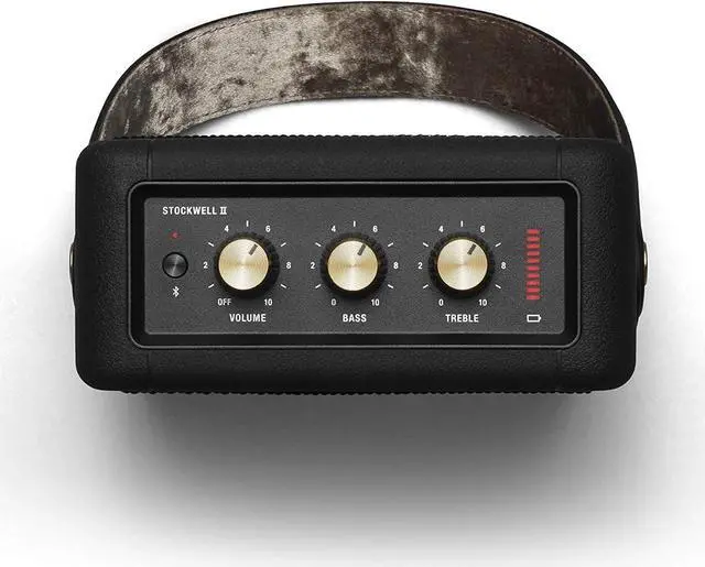 Alt view image 5 of 7 - Marshall Stockwell II Portable Bluetooth Speaker, Black and Brass
