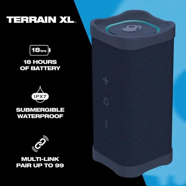 Alt view image 2 of 7 - Skullcandy Terrain XL Wireless Bluetooth Speaker - IPX7 Waterproof Portable Speaker, 18 Hour Battery, Nylon Wrist Wrap, True Wireless Stereo