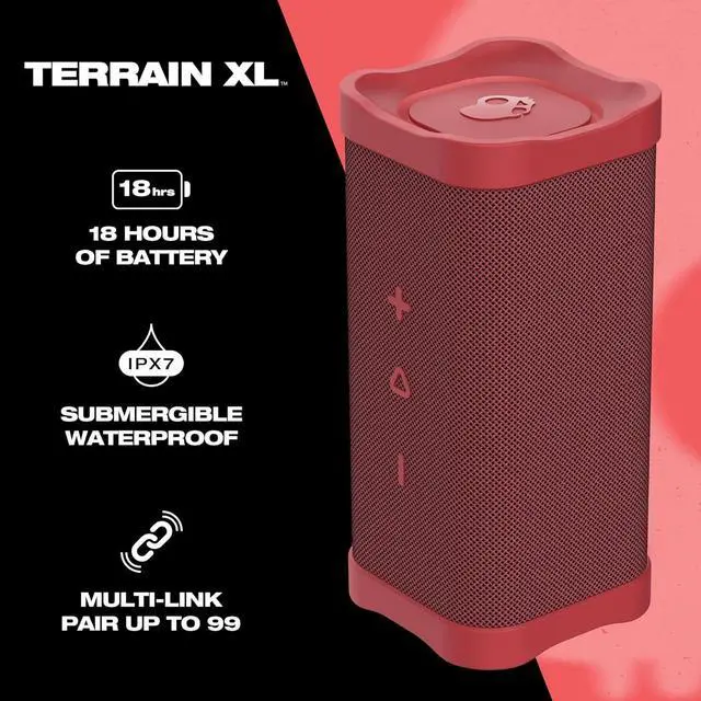 Alt view image 2 of 7 - Skullcandy Terrain XL Wireless Bluetooth Speaker - IPX7 Waterproof Portable Speaker, 18 Hour Battery, Nylon Wrist Wrap, True Wireless Stereo