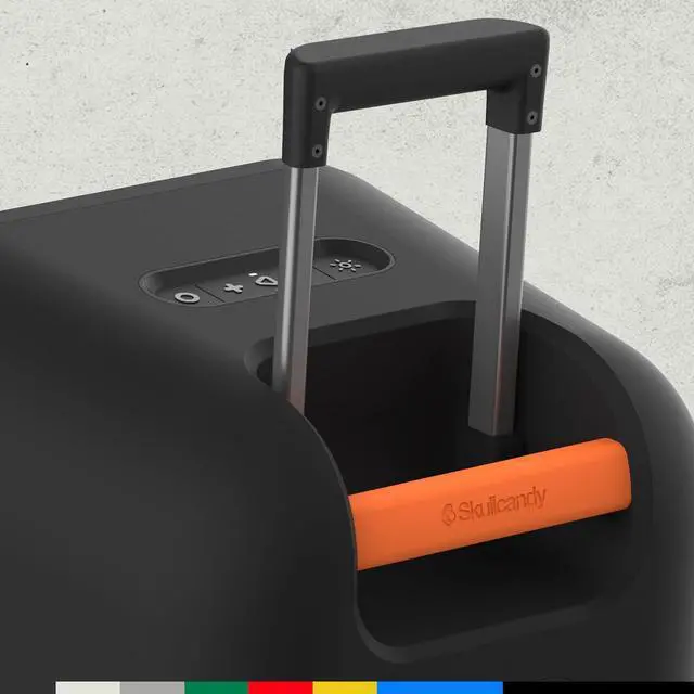 Alt view image 4 of 7 - Skullcandy Stomp XXL Bluetooth Speaker - IPX5 Waterproof Wireless Portable Speaker, 2 LED Modes, 12 Hour Battery, Multi-Link, Microphone Included, Tough Wheels & Pop-Up Handle for Easy Portability