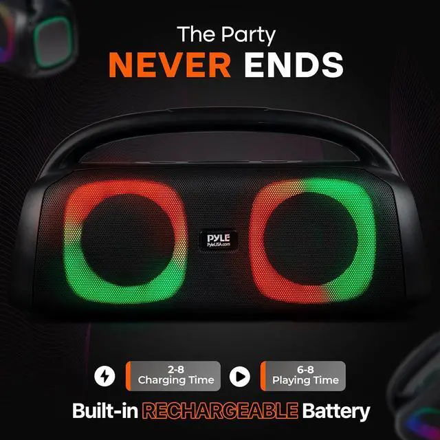 Alt view image 7 of 7 - Pyle 160W Dual 5-Inch Bluetooth Boombox Speaker with True Wireless Stereo  Deep Bass, Crisp Treble, LED Display, Built-in Rechargeable Batteries  Large Portable Bluetooth Speaker