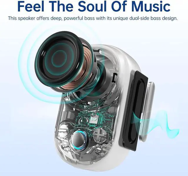 Alt view image 4 of 7 - Divoom Itour-S Portable Mini Wearable Bluetooth Speaker, Big Audio and Punchy Bass,Clip-On Design, IP67 Waterproof and Dustproof,10 Hours Playtime,Speaker for Home Travel Office and Outdoors (White)