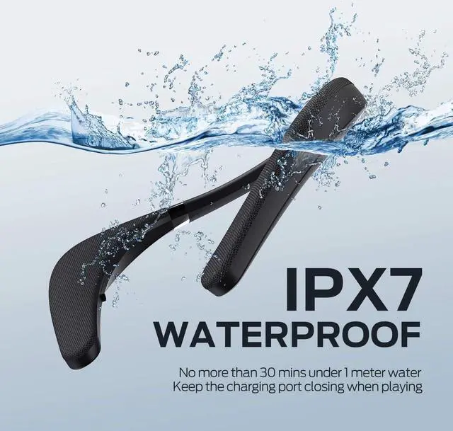 Alt view image 4 of 7 - Monster Boomerang Neckband Bluetooth Speaker - Wireless Wearable Speaker with 12H Playtime, IPX7 Waterproof, True 3D Stereo Sound for Home, Sport, Outdoor - Black