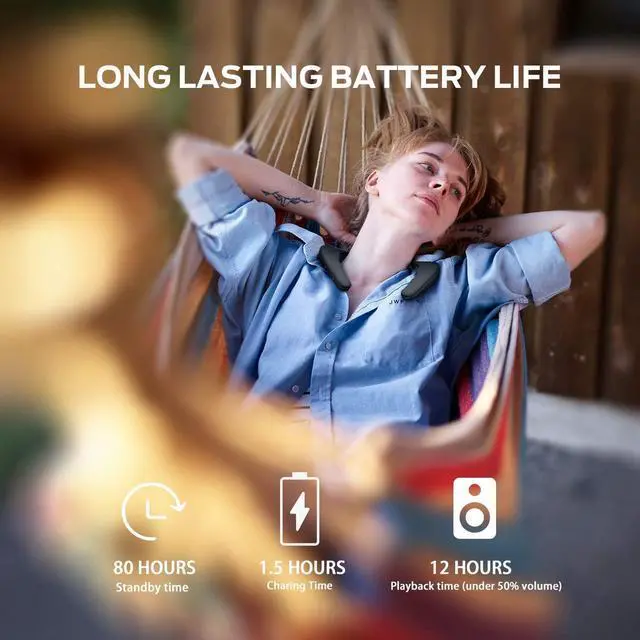 Alt view image 5 of 7 - Monster Boomerang Neckband Bluetooth Speaker - Wireless Wearable Speaker with 12H Playtime, IPX7 Waterproof, True 3D Stereo Sound for Home, Sport, Outdoor - Black