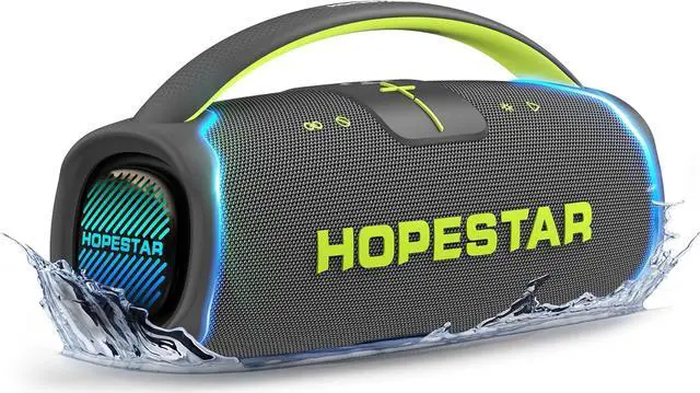 Main image of WorryFree Gadgets 300W Portable Speaker Wireless Bluetooth Audio Big Bass with Handle, Microphone, Hopestar Series (Gray)