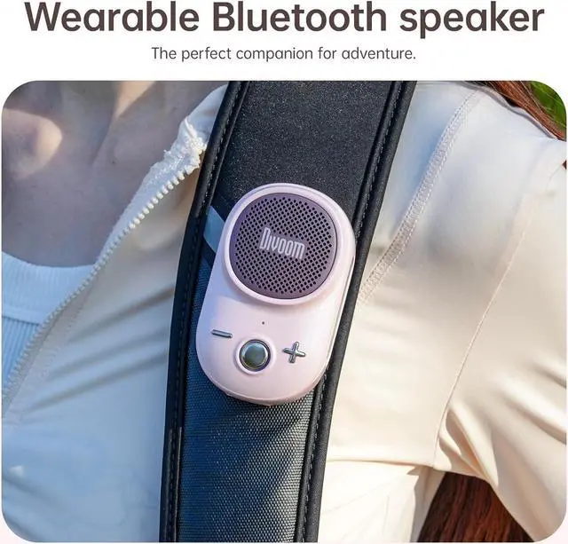Alt view image 3 of 7 - Divoom Itour-S Portable Mini Wearable Bluetooth Speaker, Big Audio and Punchy Bass,Clip-On Design, IP67 Waterproof and Dustproof,10 Hours Playtime,Speaker for Home Travel Office and Outdoors (Pink)