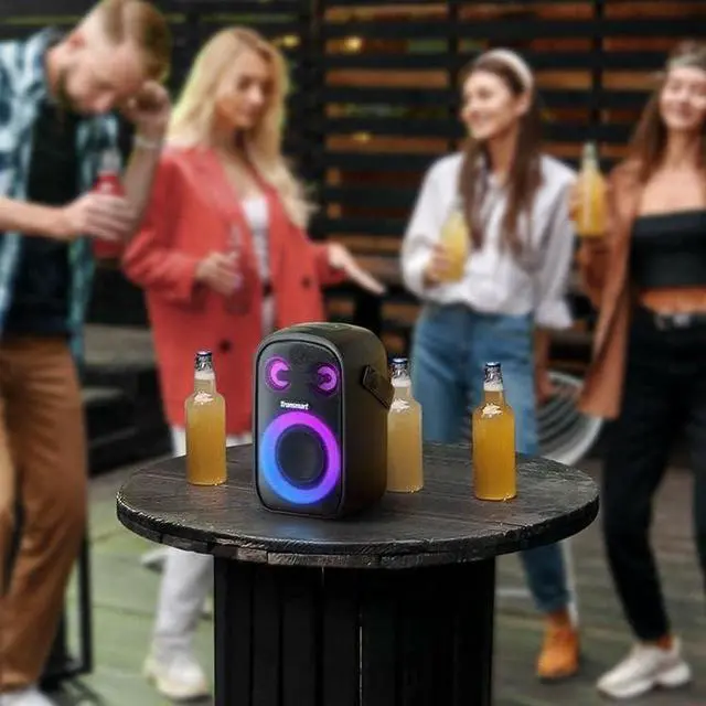 Alt view image 2 of 7 - Tronsmart Halo 100 Portable Party Bluetooth Speaker, 3 Way Sound System, Stereo Pairing, Light Show, IPX6 Waterproof, 18H Playtime, Custom EQ & Bass Up for Party, Tailgating, Backyard, Pool, Outdoor