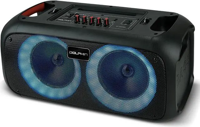 Alt view image 3 of 7 - Dolphin Boombox Portable Bluetooth Speaker - Crisp Sound - Dual 6.5" Woofer, 1" Tweeter