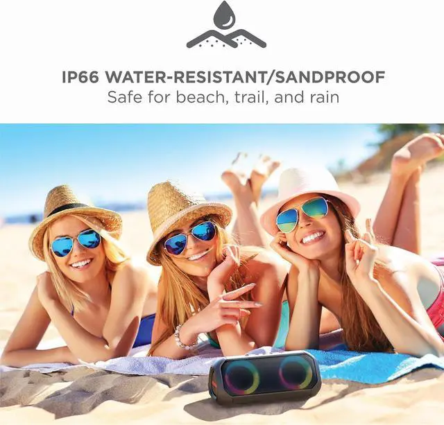 Alt view image 6 of 7 - ION Audio Uber Boom - Water Resistant Portable Bluetooth Speaker with Party Lights, Built-in Microphone and Stereo-Link