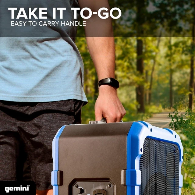 Alt view image 5 of 7 - Portable Party Speaker with Wheels, LED & Mic, Blue (MPA-2400)