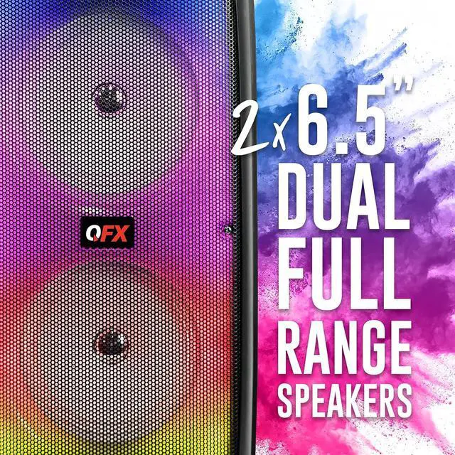 Alt view image 3 of 7 - QFX LMS-66 TWS Bluetooth Rechargeable Portable Liquid Motion Speaker with Dual 6.5" Speakers, EDR Communication, and Liquid Motion Party Lights