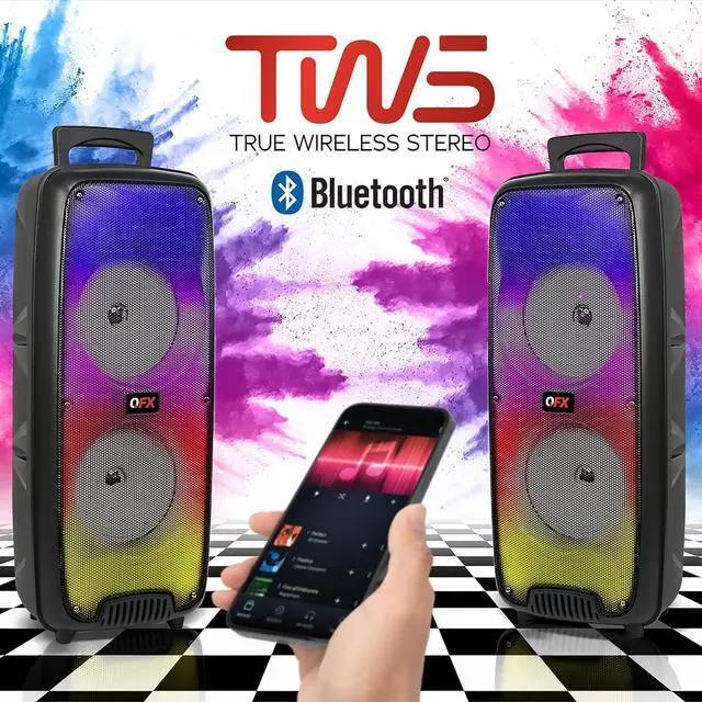 Alt view image 5 of 7 - QFX LMS-66 TWS Bluetooth Rechargeable Portable Liquid Motion Speaker with Dual 6.5" Speakers, EDR Communication, and Liquid Motion Party Lights