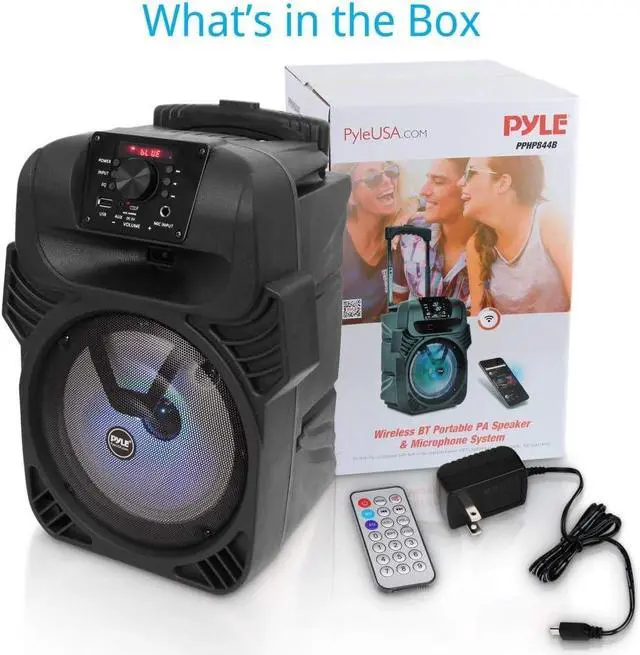 Alt view image 6 of 7 - Pyle PPHP844B 400 Watts Portable Indoor Outdoor Bluetooth Speaker System with Rechargeable Battery and Flashing Party Lights (4 Pack)