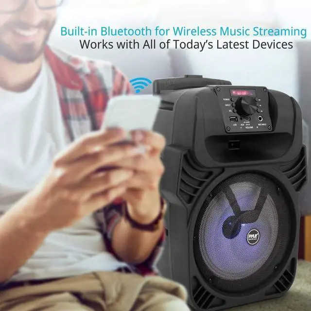 Alt view image 7 of 7 - Pyle PPHP844B 400 Watts Portable Indoor Outdoor Bluetooth Speaker System with Rechargeable Battery and Flashing Party Lights (4 Pack)