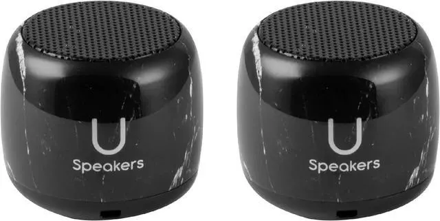 Main image of U Speakers Micro Bluetooth Computer Speaker 2-Pack Bundle with Matching Speaker, Built-in Mic & Selfie Remote Control, for Workspace, Desktop, Laptop, Mobile, Tablet, PC - Black Marble