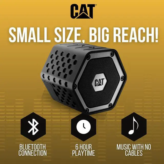 Alt view image 2 of 6 - Cat Mini Bluetooth Speaker - Rugged, Heavy Duty, Portable, Wireless Outdoor Speakers | The Best Shock Proof, Dust Proof, & IP66 Water Resistant System.
