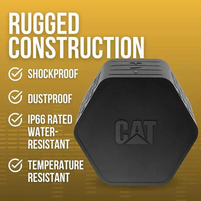 Alt view image 4 of 6 - Cat Mini Bluetooth Speaker - Rugged, Heavy Duty, Portable, Wireless Outdoor Speakers | The Best Shock Proof, Dust Proof, & IP66 Water Resistant System.