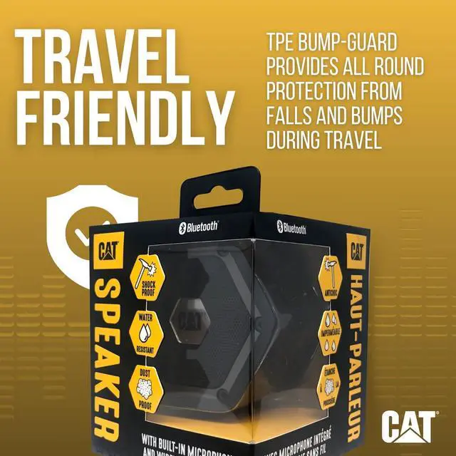 Alt view image 6 of 6 - Cat Mini Bluetooth Speaker - Rugged, Heavy Duty, Portable, Wireless Outdoor Speakers | The Best Shock Proof, Dust Proof, & IP66 Water Resistant System.