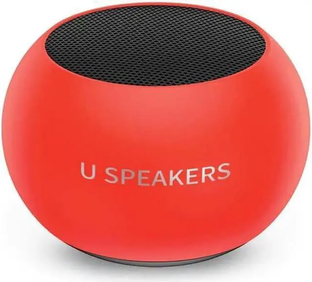 Alt view image 2 of 5 - U Speakers Mini Bluetooth Computer Speaker 2-Pack Bundle with Matching Speaker, Built-in Mic & Selfie Remote Control, for Workspace, Desktop, Laptop, Mobile, Tablet, PC - Glow Neon Coral