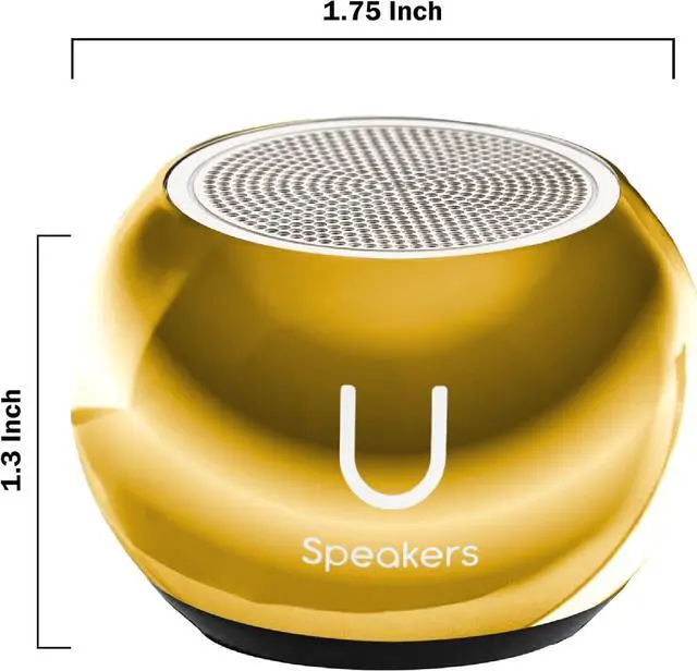 Alt view image 3 of 5 - U Speakers Mini Bluetooth Computer Speaker 2-Pack Bundle with Matching Speaker, Built-in Mic & Selfie Remote Control, for Workspace, Desktop, Laptop, Mobile, Tablet, PC - Mirror Gold