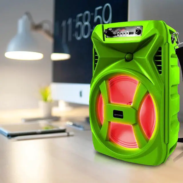 Alt view image 7 of 7 - Technical Pro (Qty 2) 500 Watts Portable 8 Inch Bluetooth Speaker with Woofer & Tweeter - Festival PA LED Speaker with Bluetooth/USB Card Inputs, & True Wireless Stereo (Green)