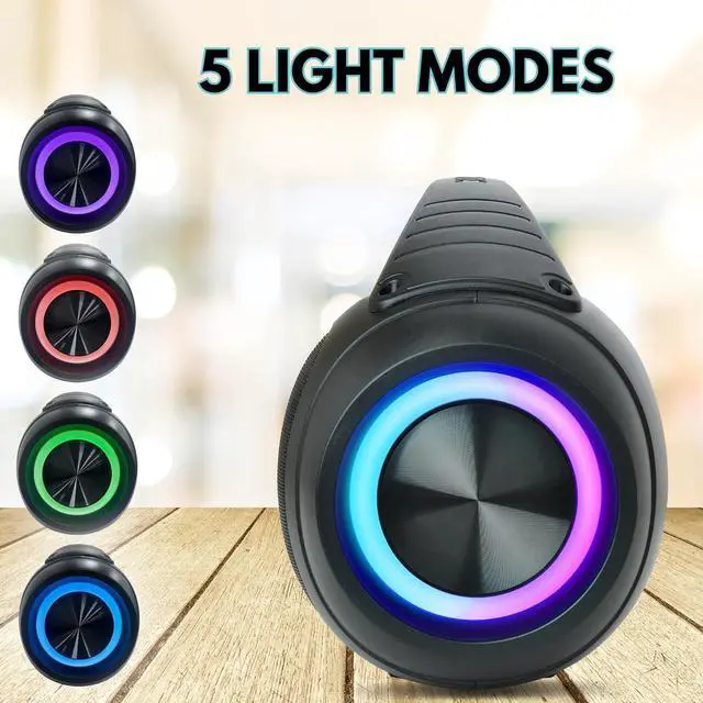 Alt view image 6 of 7 - Dolphin LX-220 Boombox Bluetooth Speaker | Loud & Crisp Sound - IPX5 Waterproof with Long-Lasting Battery & Party Ring Lights for Gym, Outdoors, Shower, Beach, Pool, Portable, Rechargeable