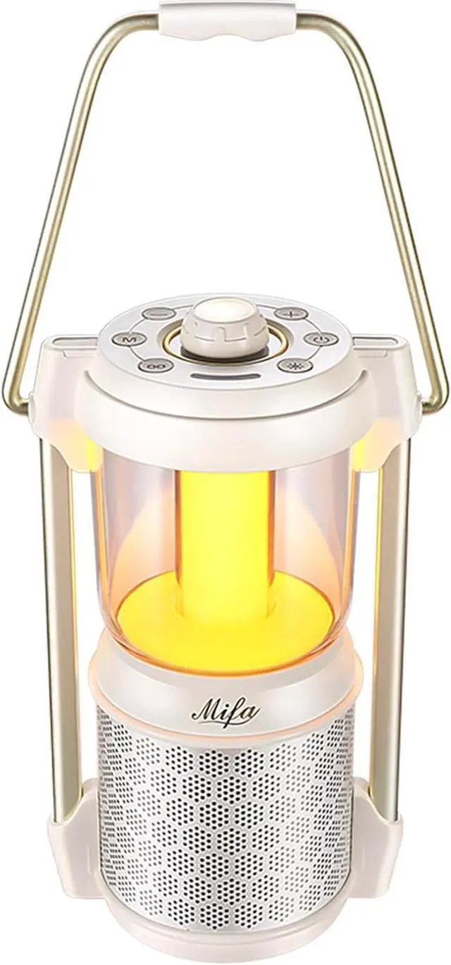 Alt view image 2 of 7 - MIFA Lyra Retro Portable Waterproof Bluetooth Speaker with Micro SD Card Slot, 3 Modes Led Night Lights for Bedroom/Home Decor and Outdoor, Cool Electronic Gadgets Gifts for Men & Women, White