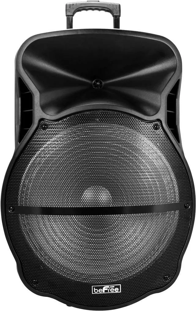 Alt view image 2 of 7 - beFree Sound 18 Inch Bluetooth Portable Rechargeable Party Speaker with Sound Reactive LED Party Lights, USB/SD, Microphone/Guitar Inputs and FM Radio