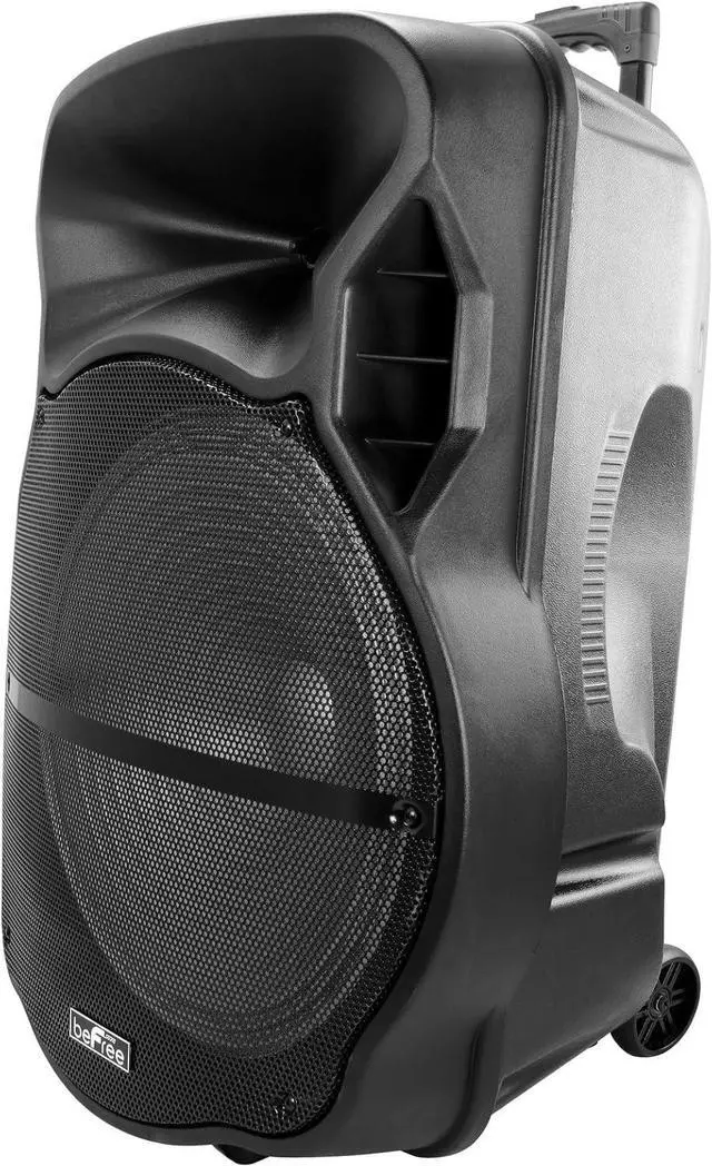Alt view image 3 of 7 - beFree Sound 18 Inch Bluetooth Portable Rechargeable Party Speaker with Sound Reactive LED Party Lights, USB/SD, Microphone/Guitar Inputs and FM Radio