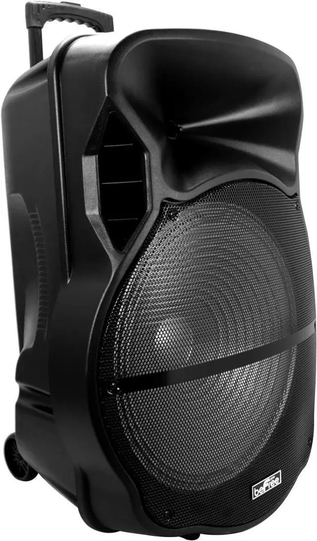Alt view image 4 of 7 - beFree Sound 18 Inch Bluetooth Portable Rechargeable Party Speaker with Sound Reactive LED Party Lights, USB/SD, Microphone/Guitar Inputs and FM Radio