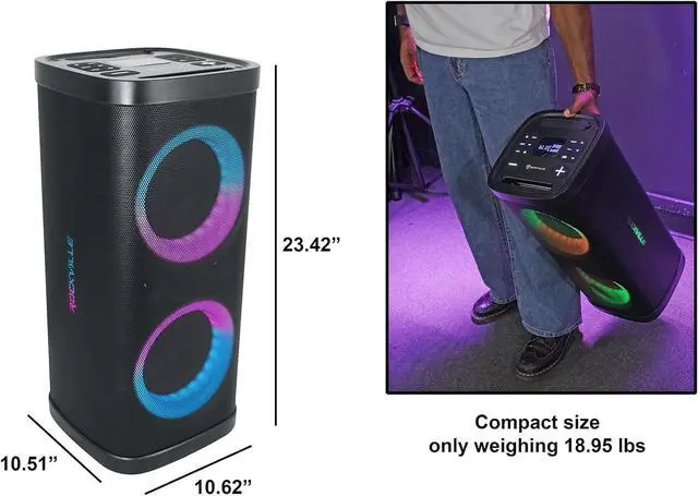 Alt view image 4 of 7 - Rockville BASS Party 65 V2 Rechargeable LED Wireless Link Bluetooth Speakers (2 Items)