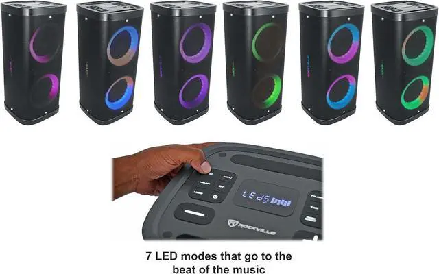 Alt view image 3 of 7 - Rockville BASS Party 65 V2 Rechargeable LED Wireless Link Bluetooth Speakers (2 Items)