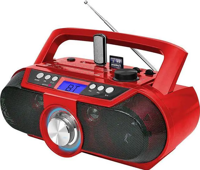 Alt view image 3 of 4 - Technical Pro BOOMBLUE2R Rechargeable Bluetooth Portable Solar Powered Speaker with USB/SD Inputs, 30 Feet Bluetooth Range, Lightweight & Compact Design, Perfect On-The-Go Speaker-Red