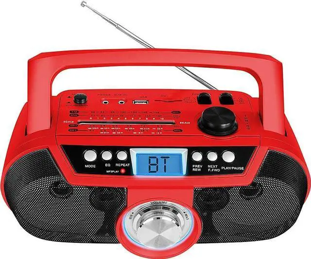 Alt view image 4 of 4 - Technical Pro BOOMBLUE2R Rechargeable Bluetooth Portable Solar Powered Speaker with USB/SD Inputs, 30 Feet Bluetooth Range, Lightweight & Compact Design, Perfect On-The-Go Speaker-Red