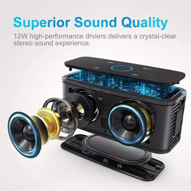 Alt view image 2 of 7 - DOSS SoundBox XL 32W Bluetooth Speaker Bundle Soundbox Touch Portable Bluetooth Wireless Speaker - Black