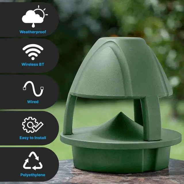 Alt view image 4 of 7 - Pyle Portable Waterproof Bluetooth Outdoor Garden Speaker - 6.5 Inch 6-1/2" Coaxial 2-Way IP56 Waterproof Outdoor Speaker for Garden, Pool Spa, Landscape, Supports TWS Connection - PGRDSP62BTB