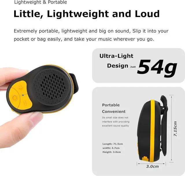 Alt view image 3 of 6 - Wearable Bluetooth Speaker Clip On Speaker Bluetooth Neck Speaker Bluetooth Wireless Mini Speaker Portable Speaker Running Speaker Work Speaker (Black+Orange)