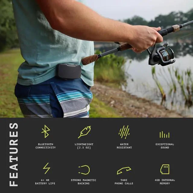 Alt view image 4 of 7 - Portable Bluetooth Speaker with Magnetic Clip | Waterproof Bluetooth Speaker with 4GB Storage, 6+ Hour Battery, 100-Yard Range | Compact Small Wireless Speaker for Travel & Bike- Gray